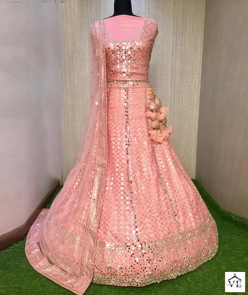 Shop Pink Mirror Work Lehenga for Women Online from India's Luxury  Designers 2024