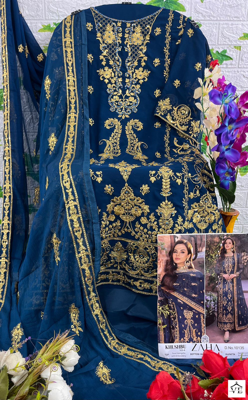 Zaha Khushbu Vol 4 Georgette Wholesale Pakistani Salwar Suit Catalog - Image 5