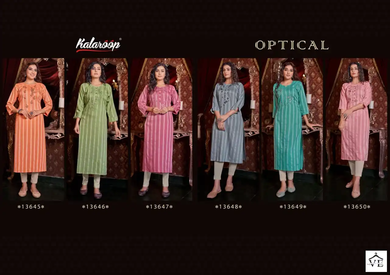 Kalaroop Optical Fancy Rayon Wholesale Kurti Catalog - Image 7