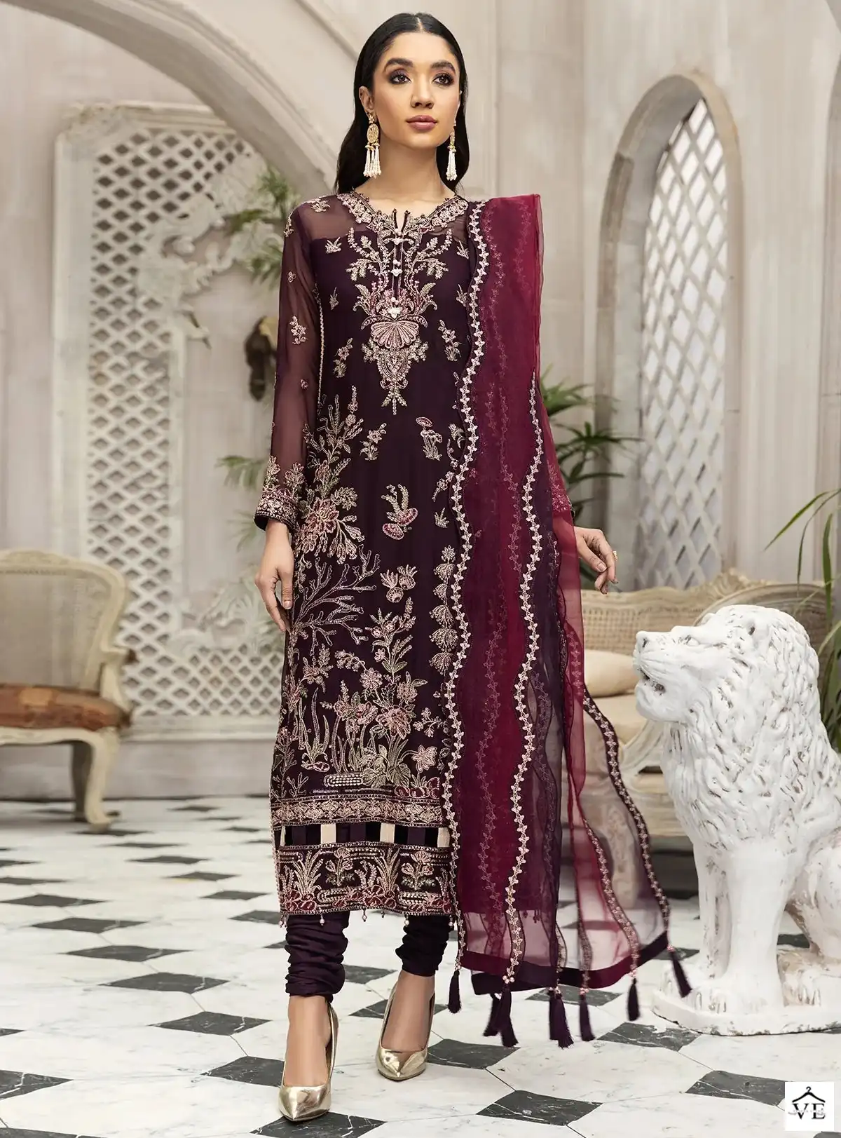 Elaf G-162 Butterfly Net Wholesale Pakistani Suit