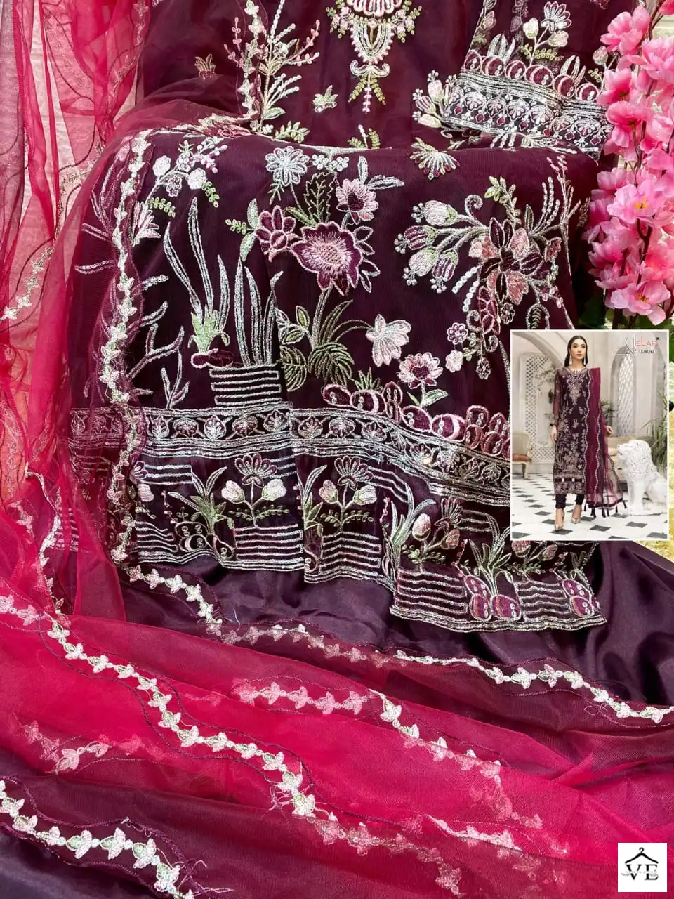 Elaf G-162 Butterfly Net Wholesale Pakistani Suit - Image 9