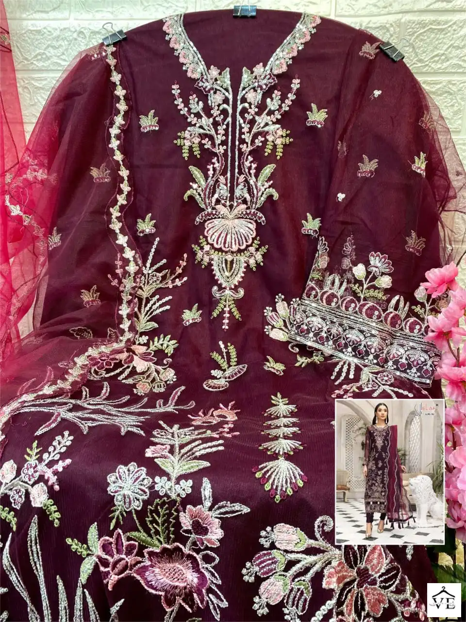 Elaf G-162 Butterfly Net Wholesale Pakistani Suit - Image 10