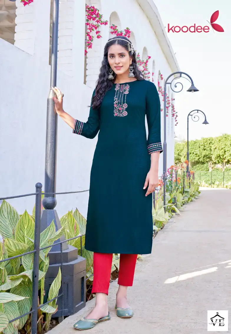 Koodee Raas-1 Heavy Rayon Dobby Wholesale Kurti Catalog - Image 4