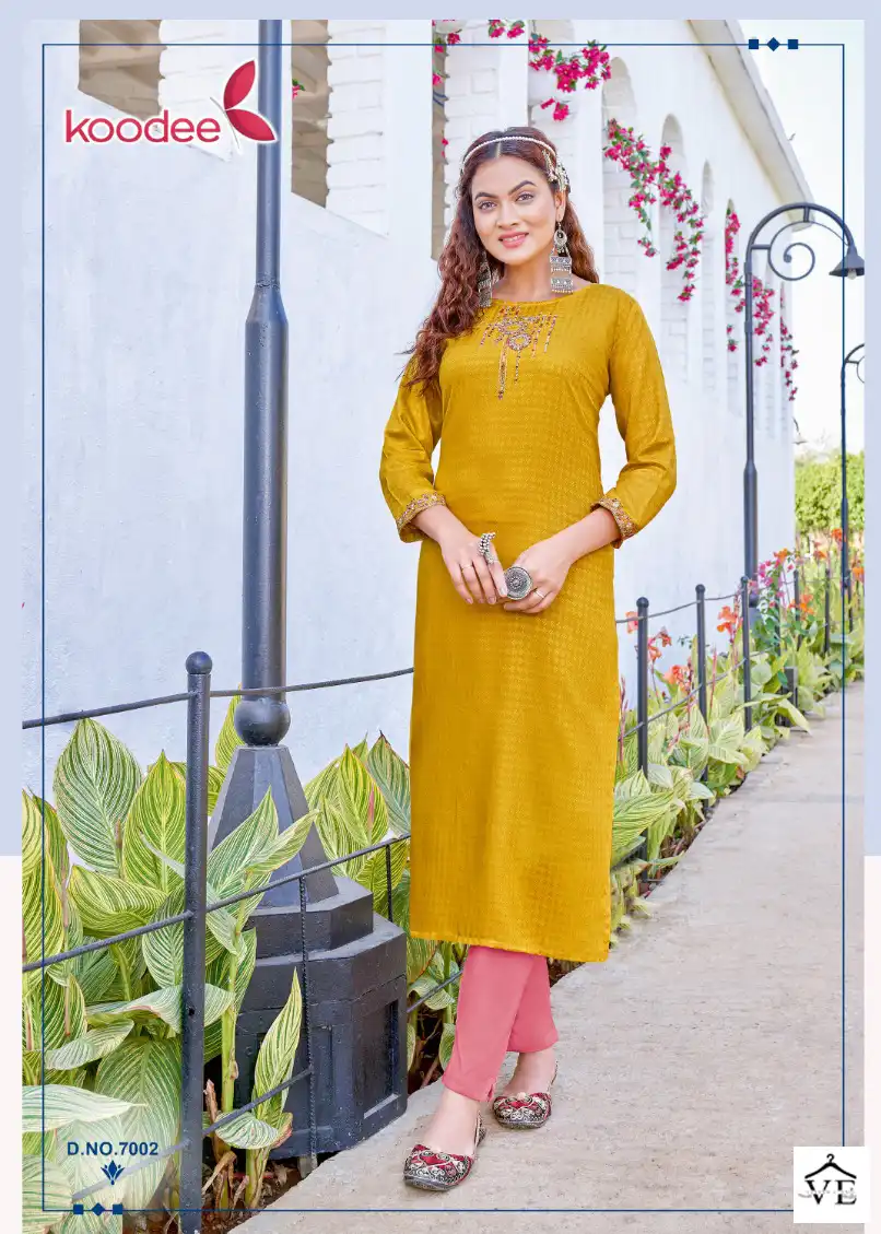 Koodee Raas-1 Heavy Rayon Dobby Wholesale Kurti Catalog - Image 5