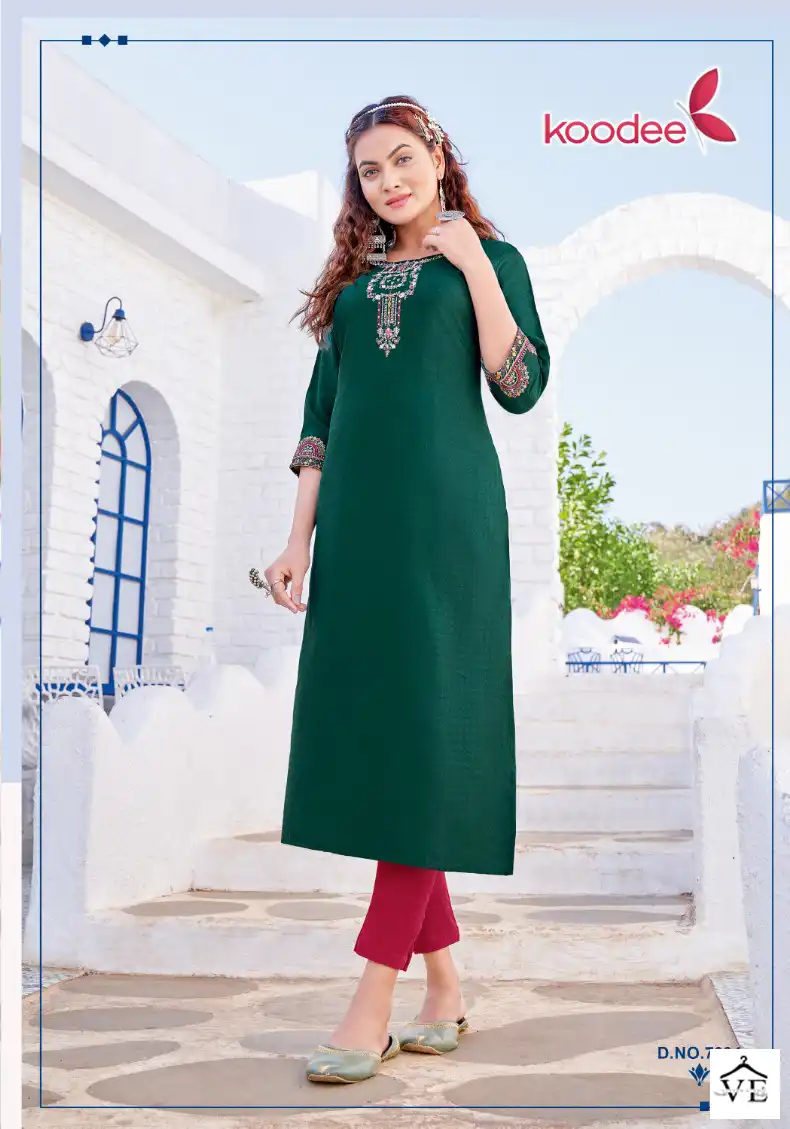 Koodee Raas-1 Heavy Rayon Dobby Wholesale Kurti Catalog - Image 2