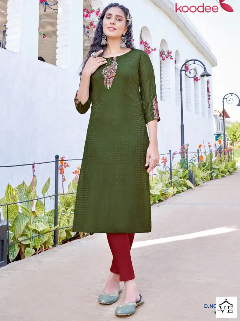 Koodee Raas-1 Heavy Rayon Dobby Wholesale Kurti Catalog