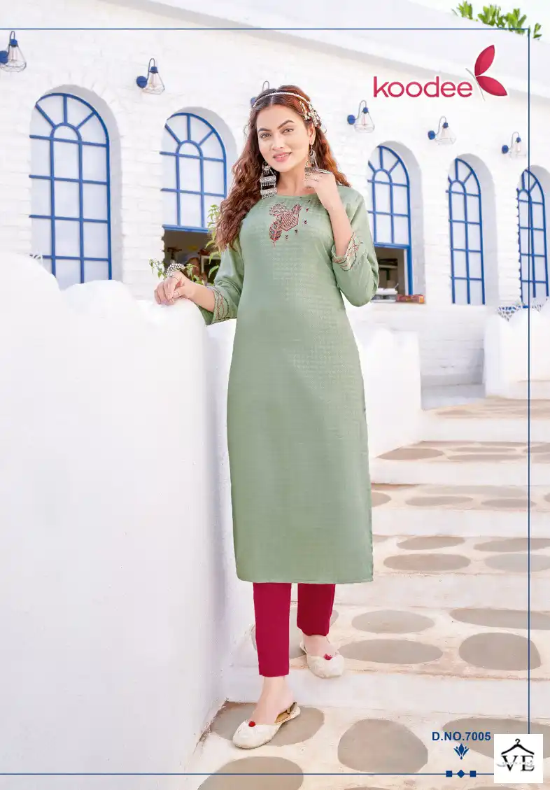 Koodee Raas-1 Heavy Rayon Dobby Wholesale Kurti Catalog - Image 3