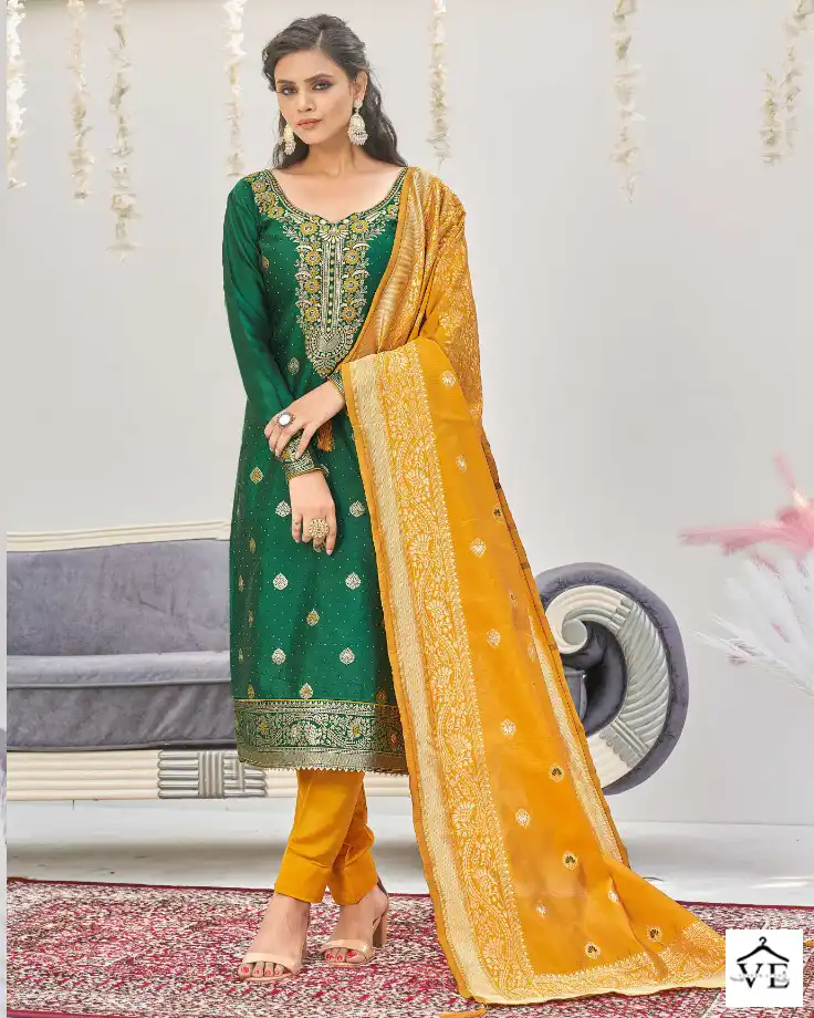 Plus Size Bridal Trouser Suit in Red Banarasi Silk Fabric LSTV112298