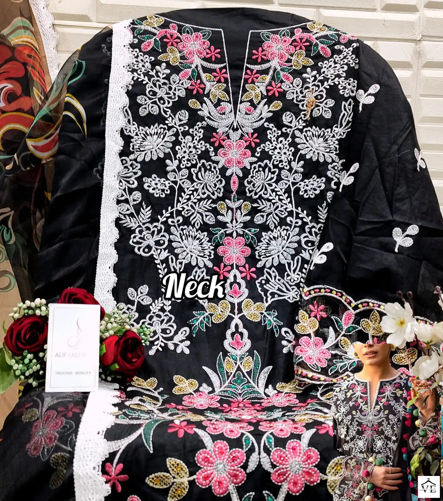 Alif Fashion AF-80 Pure Cambric Cotton Wholesale Pakistani Suit - Image 3