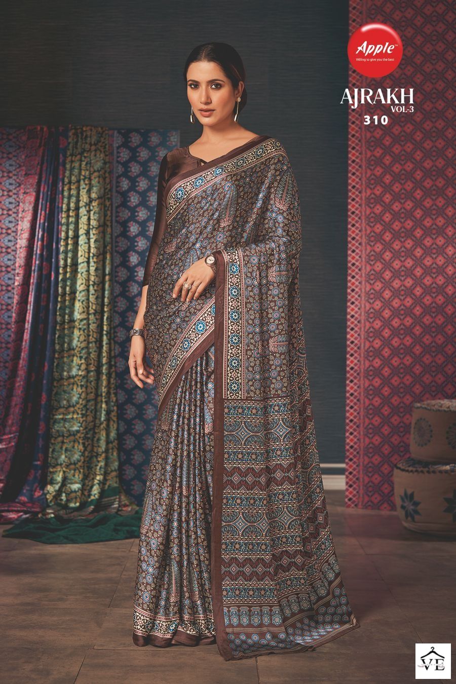 Apple Ajrakh Vol 3 Japan Crape Wholesale Sarees Catalog - Image 9