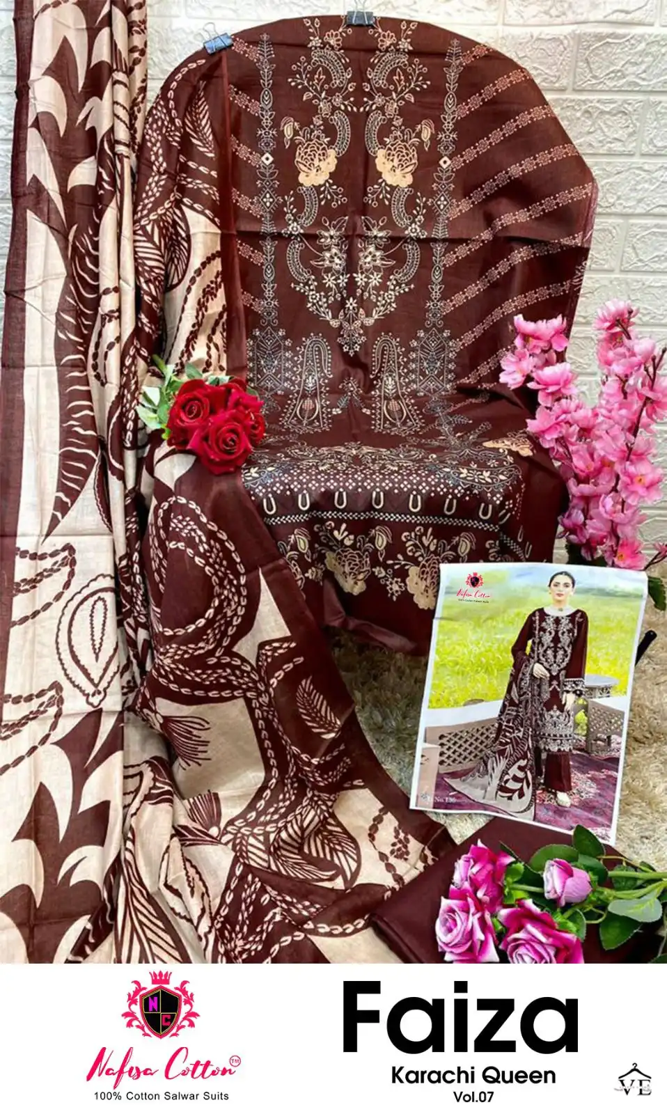 Nafisha Faiza Karachi Queen Vol 7 Cotton Wholesale Pakistani Suit Catalog - Image 10