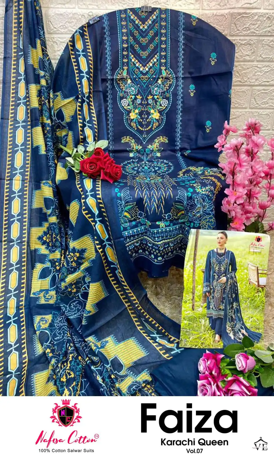 Nafisha Faiza Karachi Queen Vol 7 Cotton Wholesale Pakistani Suit Catalog - Image 11