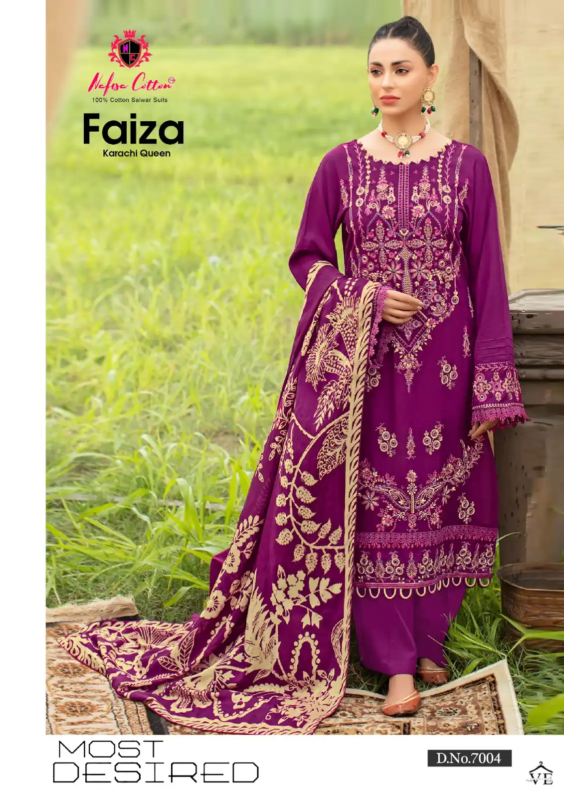 Nafisha Faiza Karachi Queen Vol 7 Cotton Wholesale Pakistani Suit Catalog - Image 4