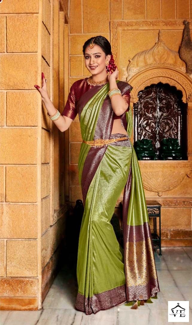 Buy Lime Green Sarees for Women by POTHYS Online | Ajio.com