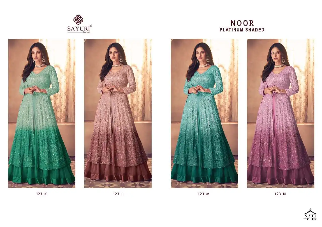 Sayuri Designer Noor Platinum Shaded Real Georgette Wholesale Designer Salwar Suit Catalog - Image 5