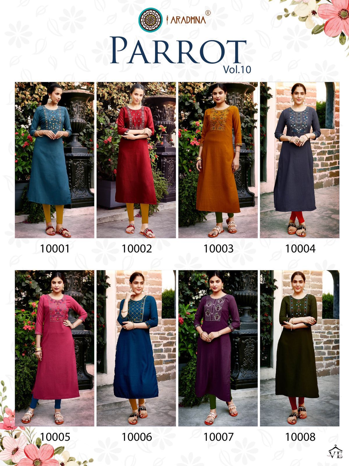 Aradhna Parrot Vol 10 Fancy Wholesale Kurtis Catalog - Image 9