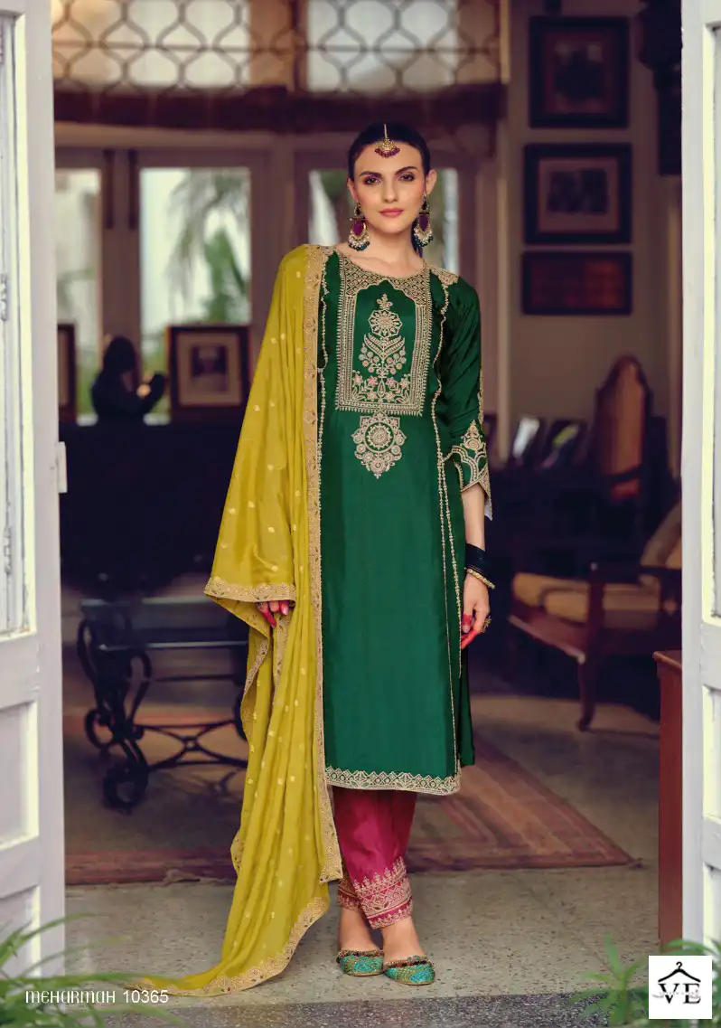 Mustard Embroidered Mehndi Trendy Salwar Kameez - Hirpara House - 4033114