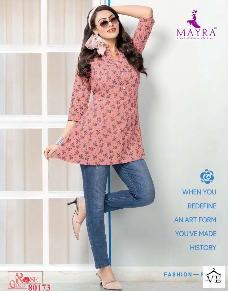 Mayra Rose Gold Pure Cambric Cotton Wholesale Kurtis Catalog