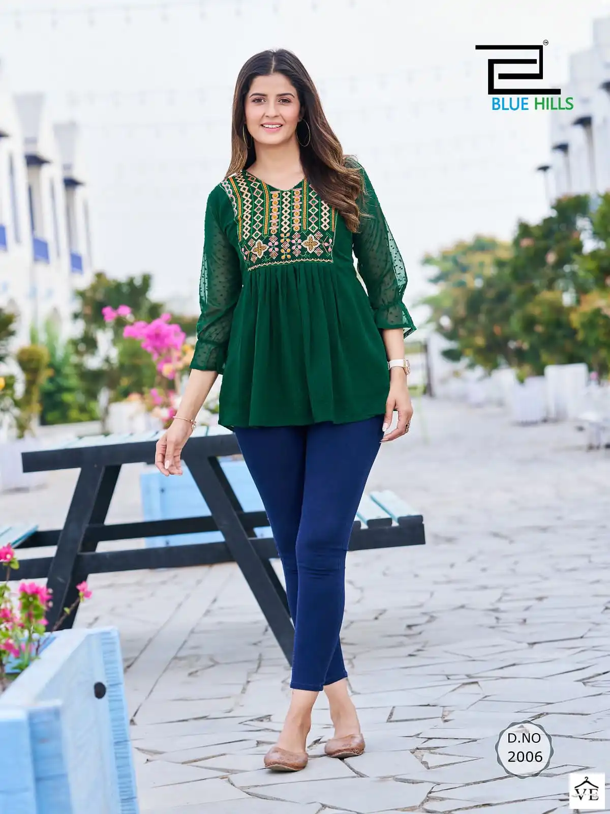 Blue Hills Sofia Bubble Georgette Wholesale Tunic Catalog