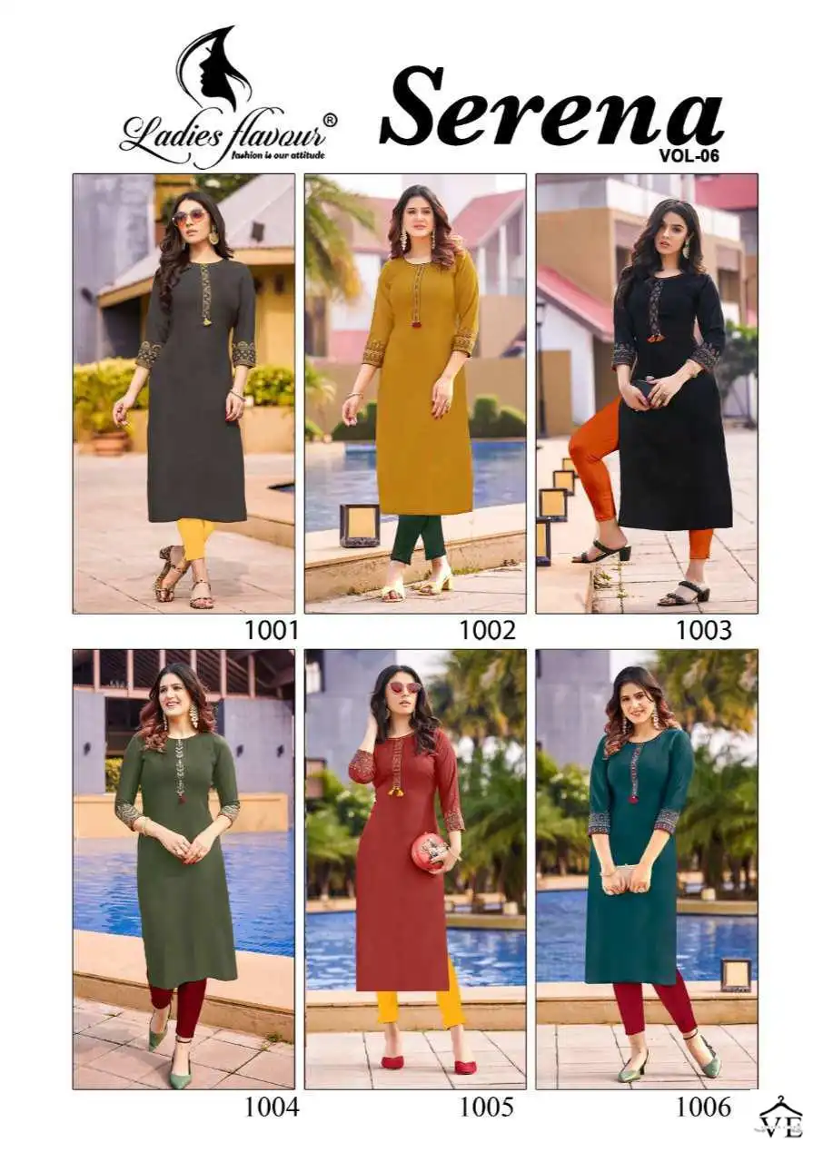 Ladies Flavour Serena Vol 6 14 Kg Rayon Wholesale Kurtis Catalog - Image 7