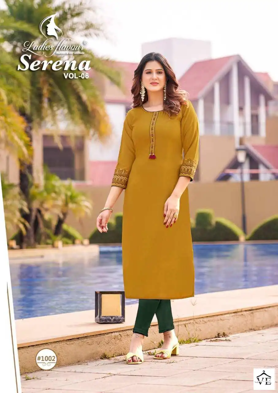 Ladies Flavour Serena Vol 6 14 Kg Rayon Wholesale Kurtis Catalog - Image 3