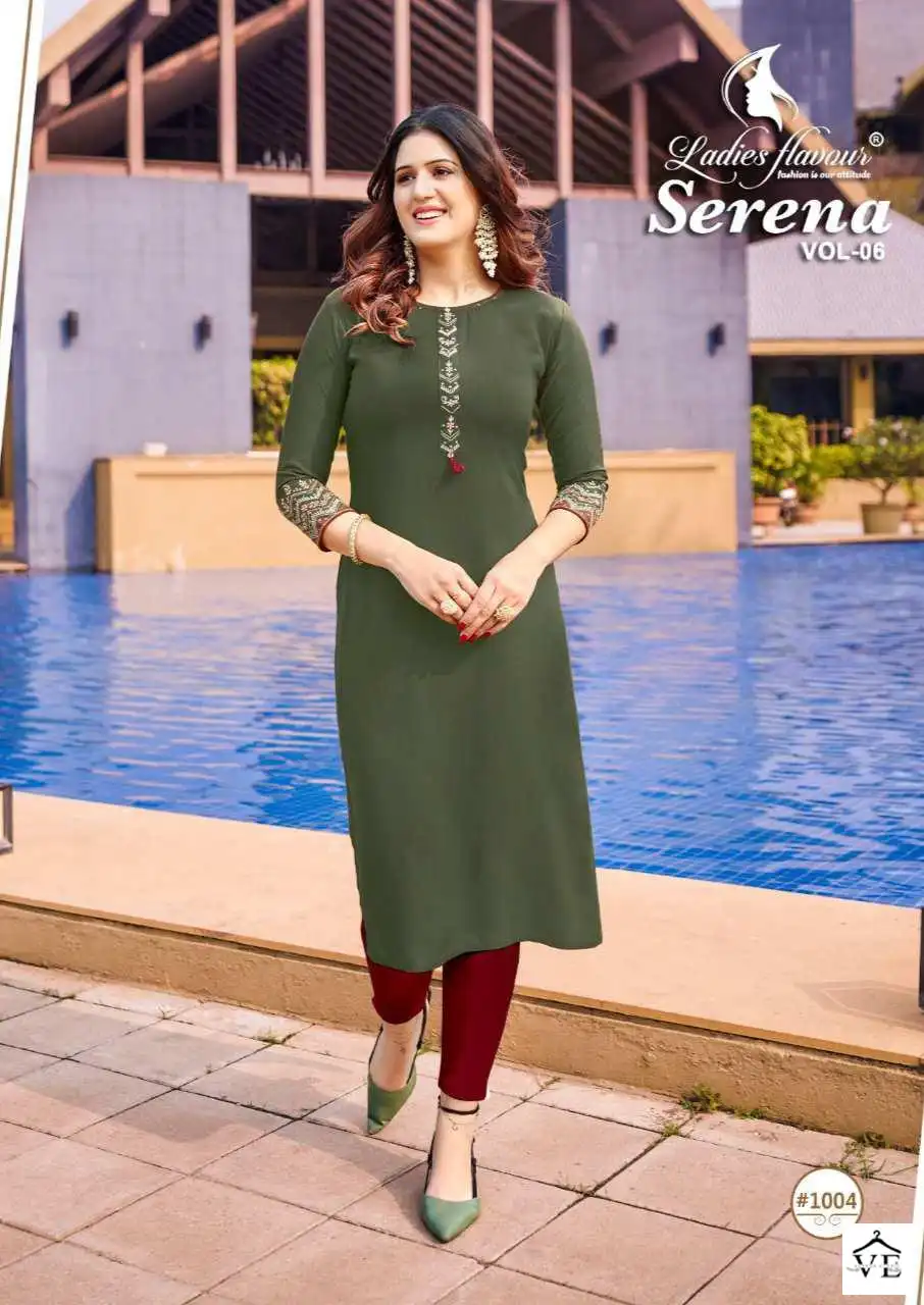 Ladies Flavour Serena Vol 6 14 Kg Rayon Wholesale Kurtis Catalog - Image 5