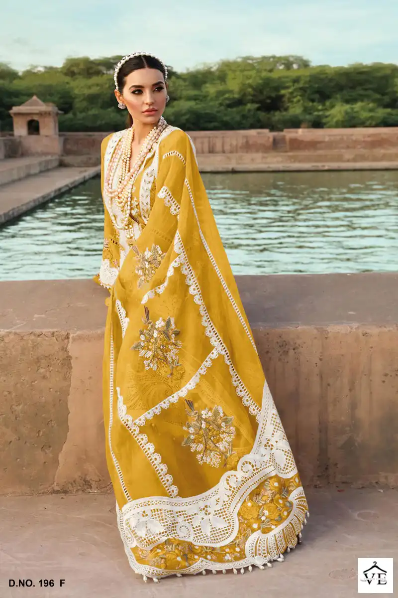 Dinsaa Ds No 196 (Fghij) Cambric Cotton Wholesale Pakistani Salwar Suit Catalog - Image 3