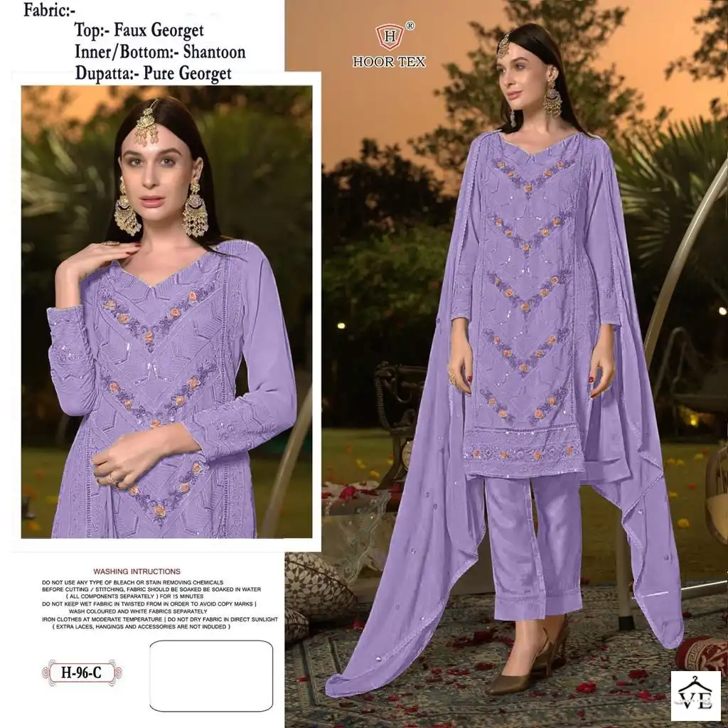 Hoor Tex H 96 Faux Georgette Wholesale Pakistani Salwar Suit Catalog