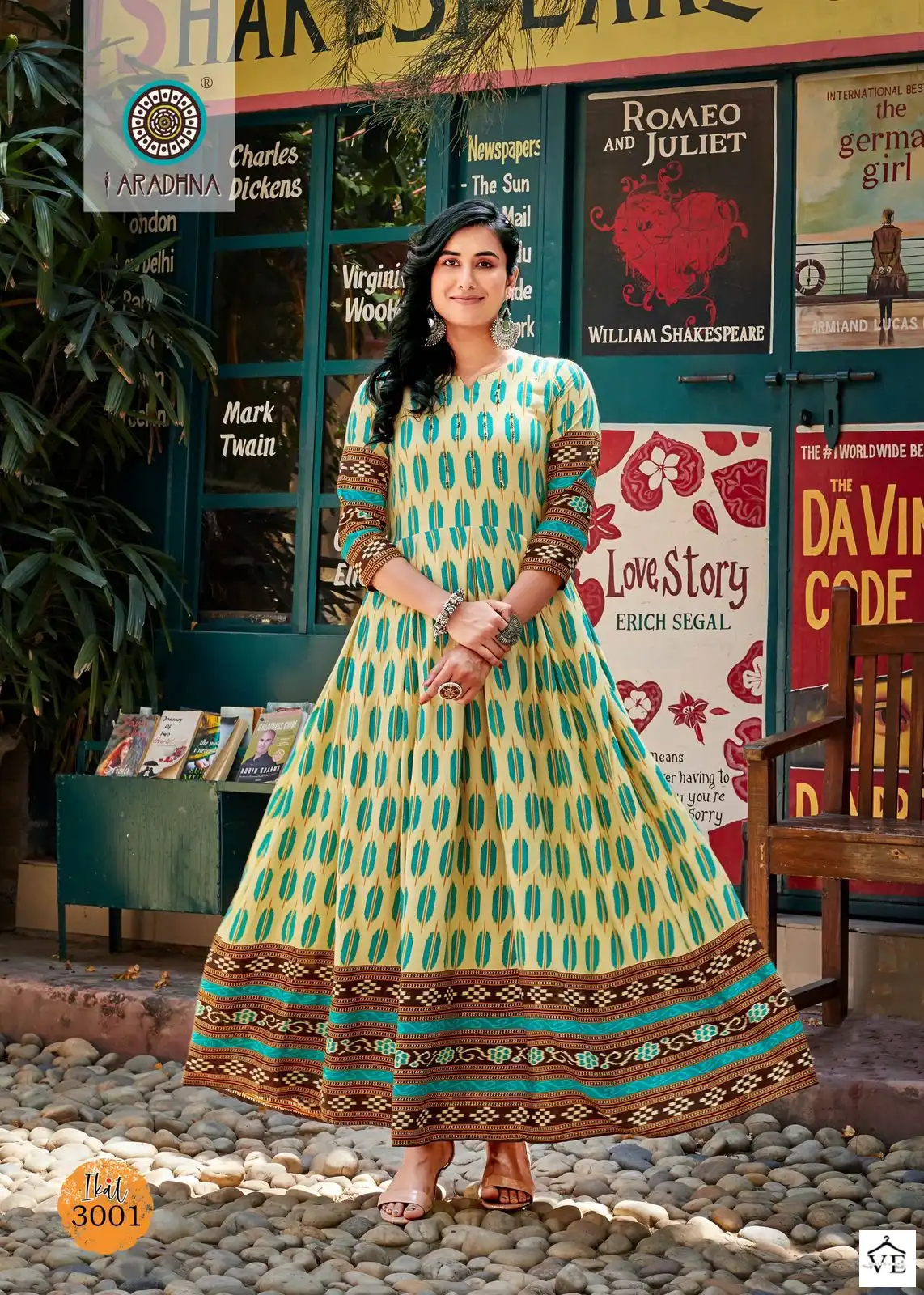 Aradhna Ikat Vol 3 Rayon 14 Kg Wholesale Long Gown Catalog - Image 2