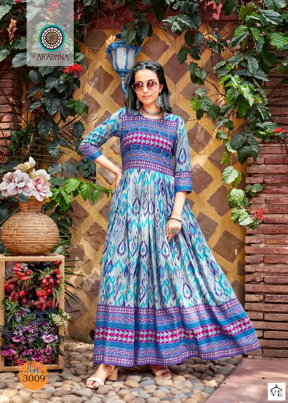 Aradhna Ikat Vol 3 Rayon 14 Kg Wholesale Long Gown Catalog - Image 10