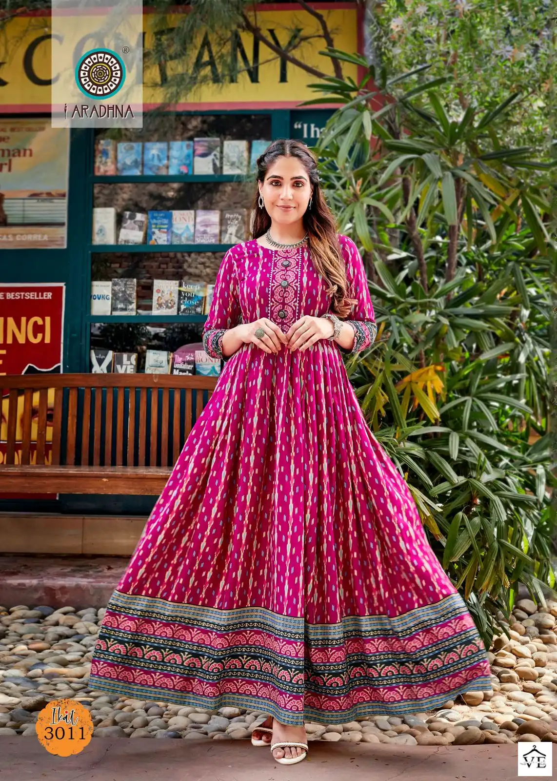 Aradhna Ikat Vol 3 Rayon 14 Kg Wholesale Long Gown Catalog - Image 11