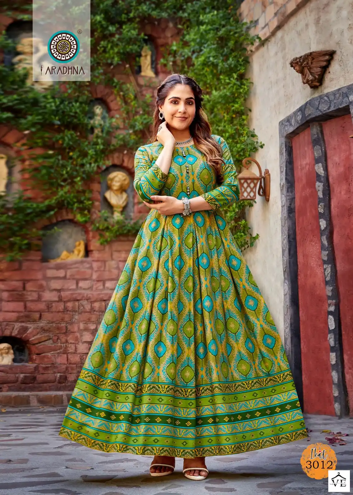 Aradhna Ikat Vol 3 Rayon 14 Kg Wholesale Long Gown Catalog - Image 12