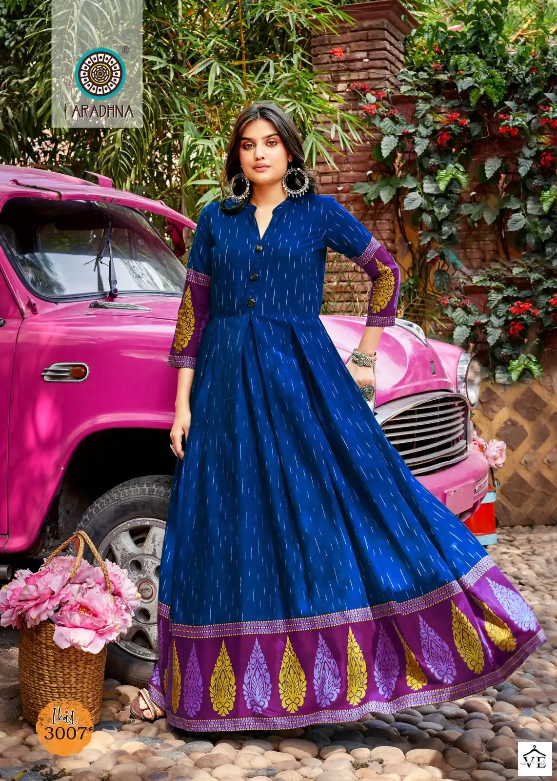 Aradhna Ikat Vol 3 Rayon 14 Kg Wholesale Long Gown Catalog - Image 6