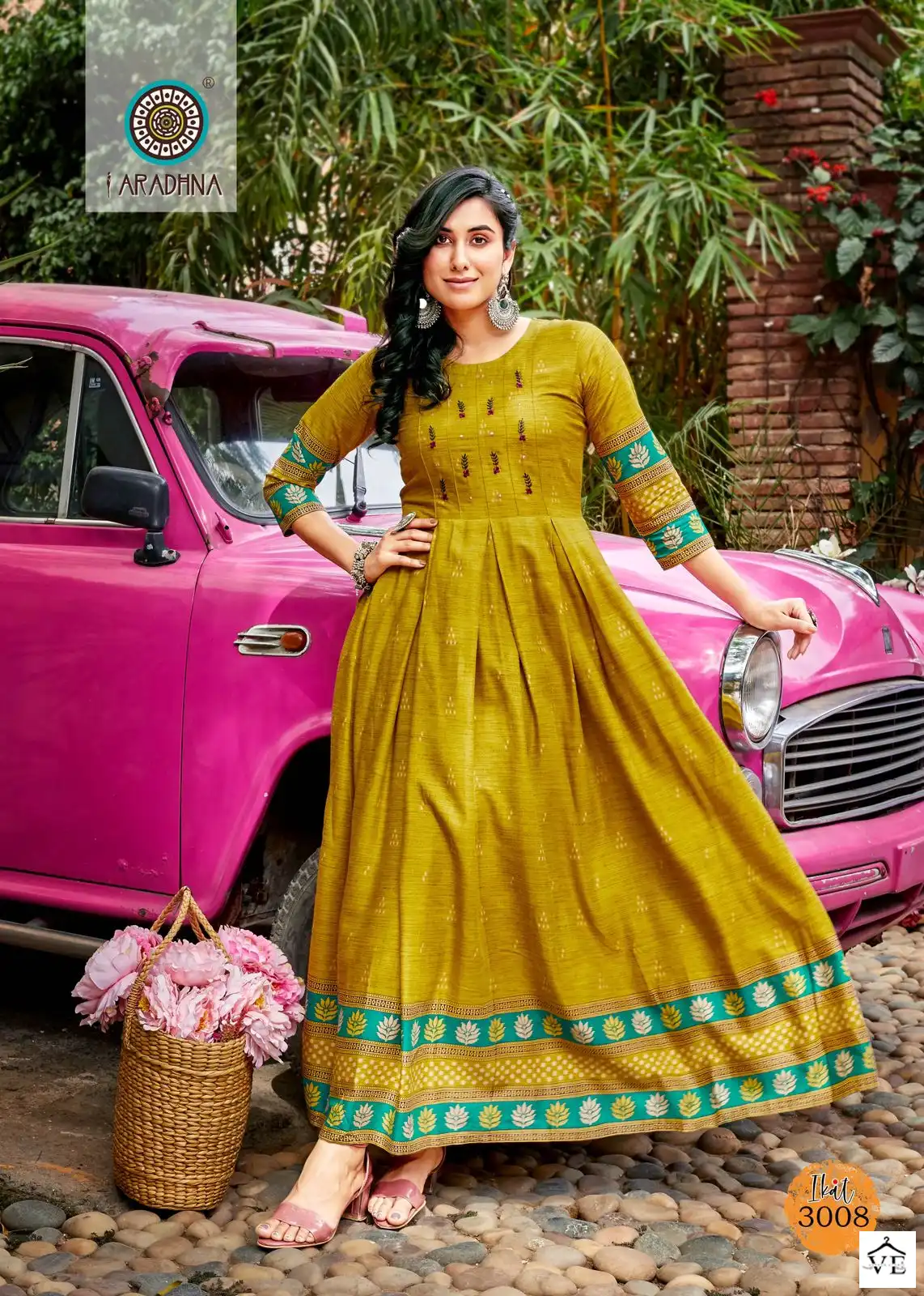 Aradhna Ikat Vol 3 Rayon 14 Kg Wholesale Long Gown Catalog - Image 7