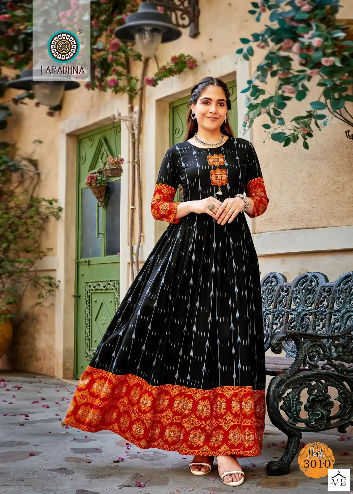 Aradhna Ikat Vol 3 Rayon 14 Kg Wholesale Long Gown Catalog - Image 9