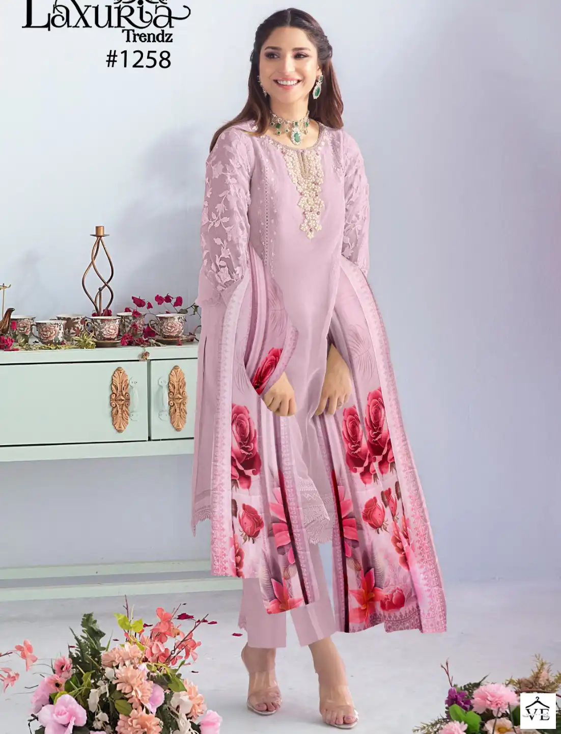Laxuria D No 1258 Organza Wholesale Readymade Pakistani Salwar Suit Catalog
