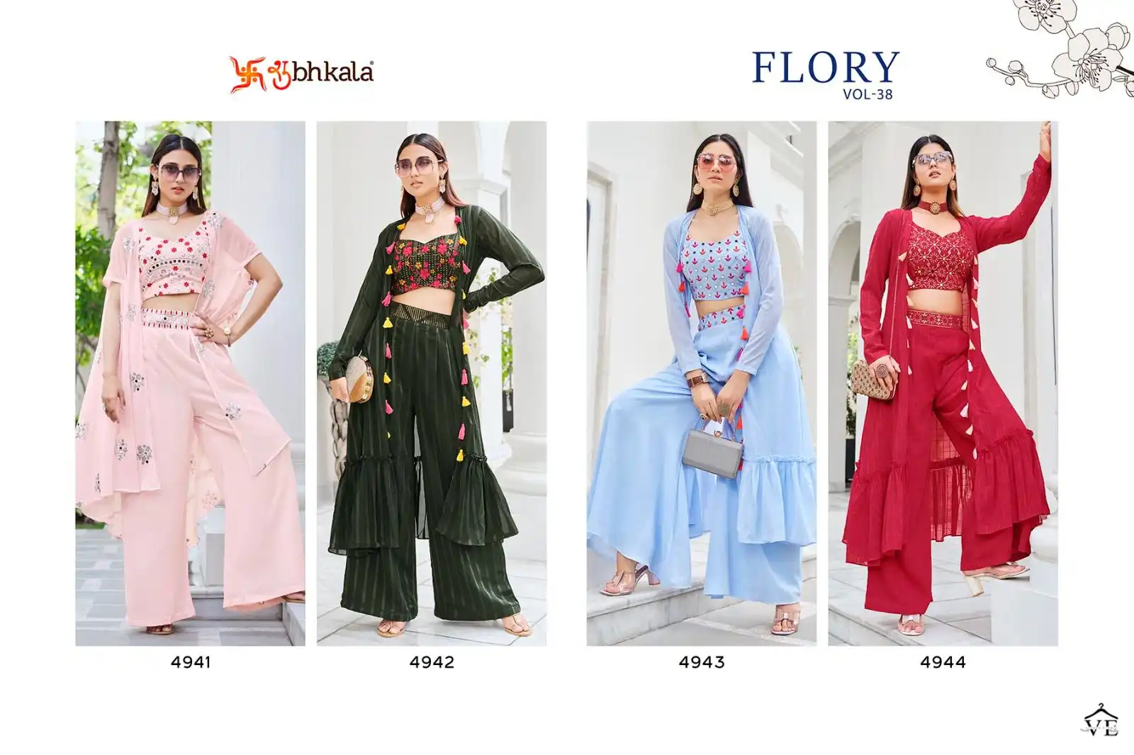 Shubhkala Flory Vol 38 Georgette Wholesale Designer Top With 