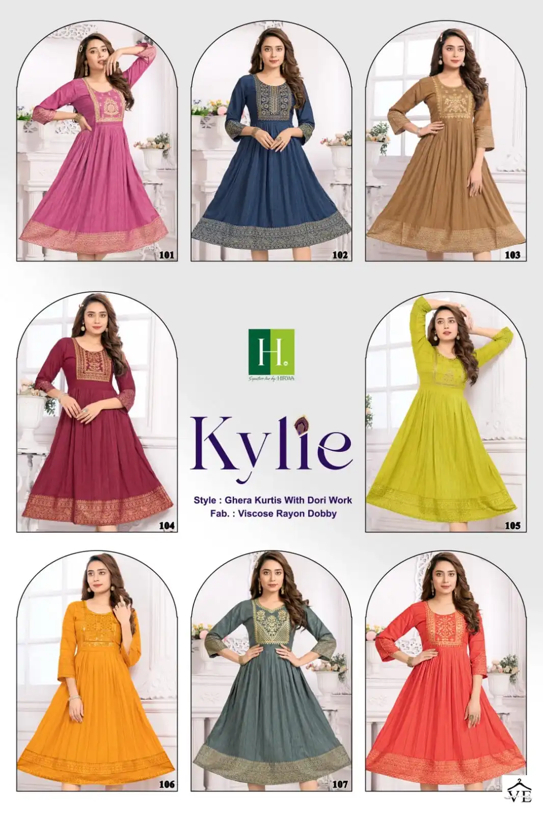 Hirwa Kylie Viscose Rayon Dobby Wholesale Kurti Catalog - Image 9