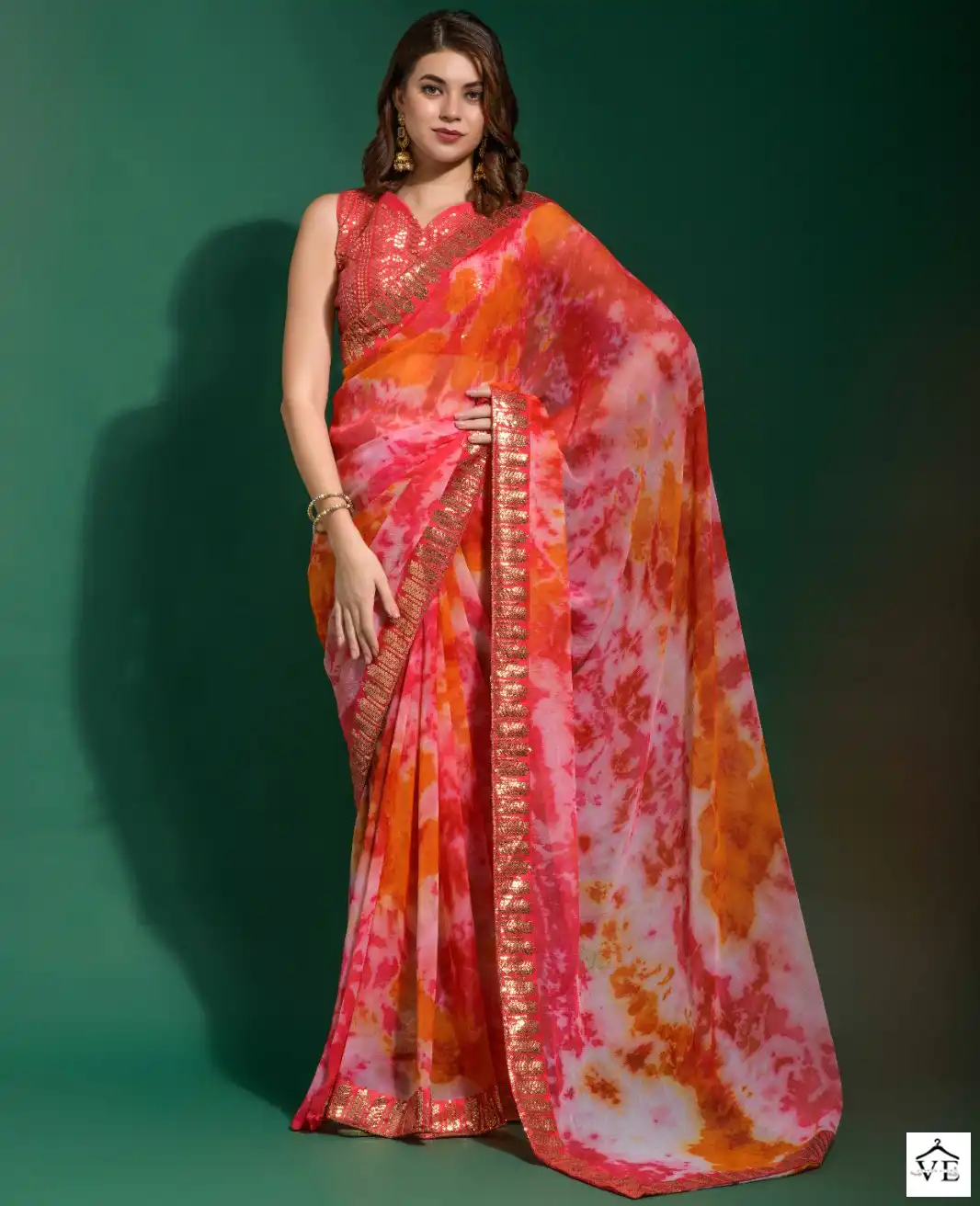 Blue Marble Chiffon Saree Saree with Allover Shibori Print With Circle  Style Peacock Design | Buy