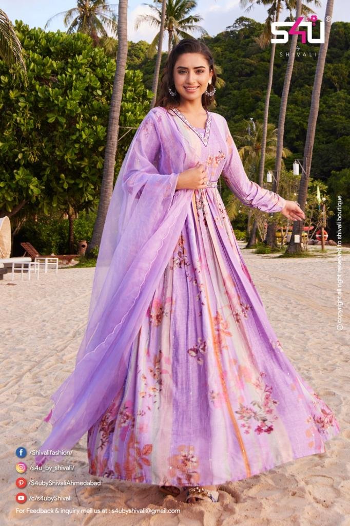S4u Shivali Flairy Tales Pure Cotton Fancy Designer Long Gown Style Casual  Wear Kurtis Wholesale Dealer