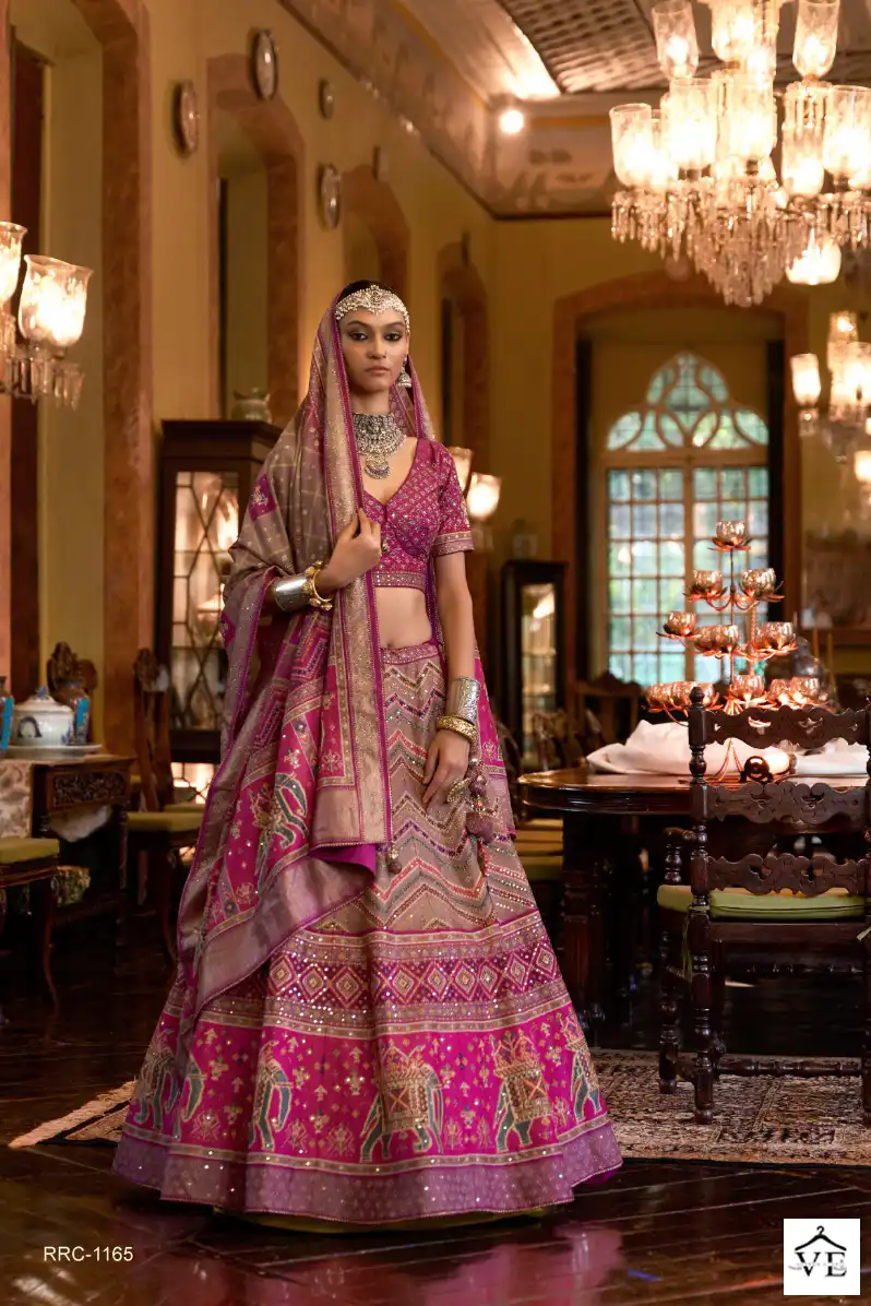 Photo of Floral print light pink Sabyasachi lehenga