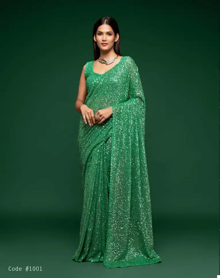 Zeel Ruby Sequined Georgette Wholesale Party Wear Saree Catalog - Image 2