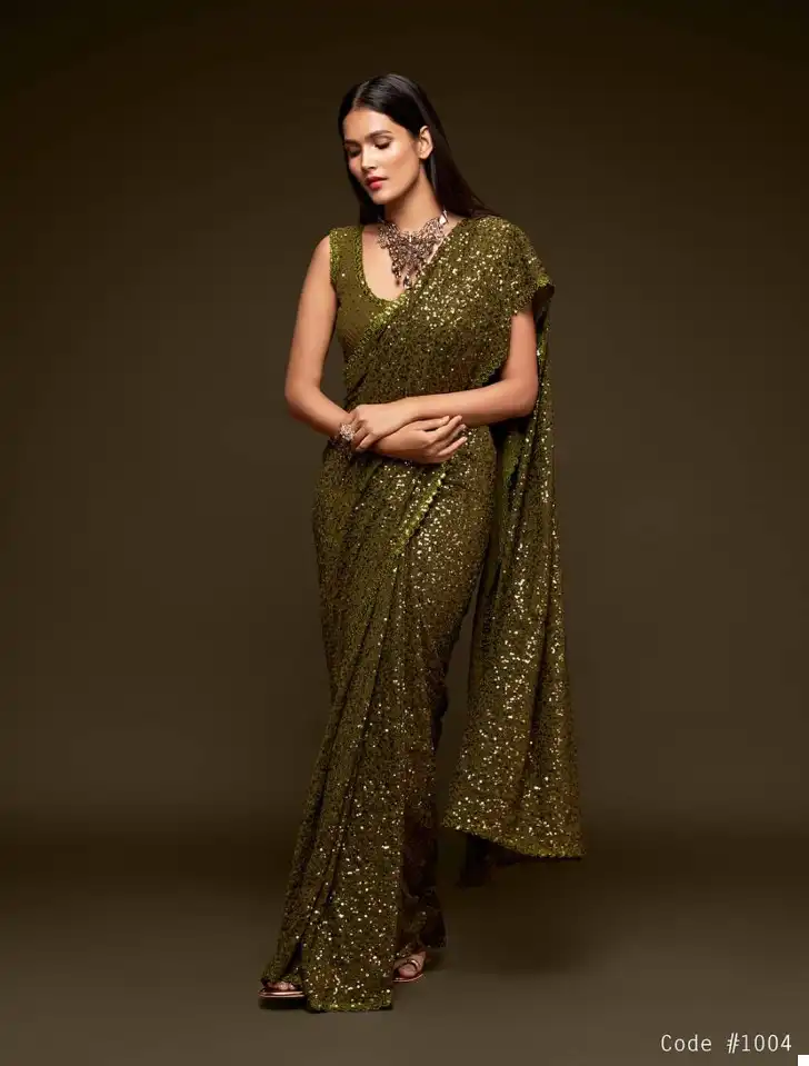 Zeel Ruby Sequined Georgette Wholesale Party Wear Saree Catalog - Image 6