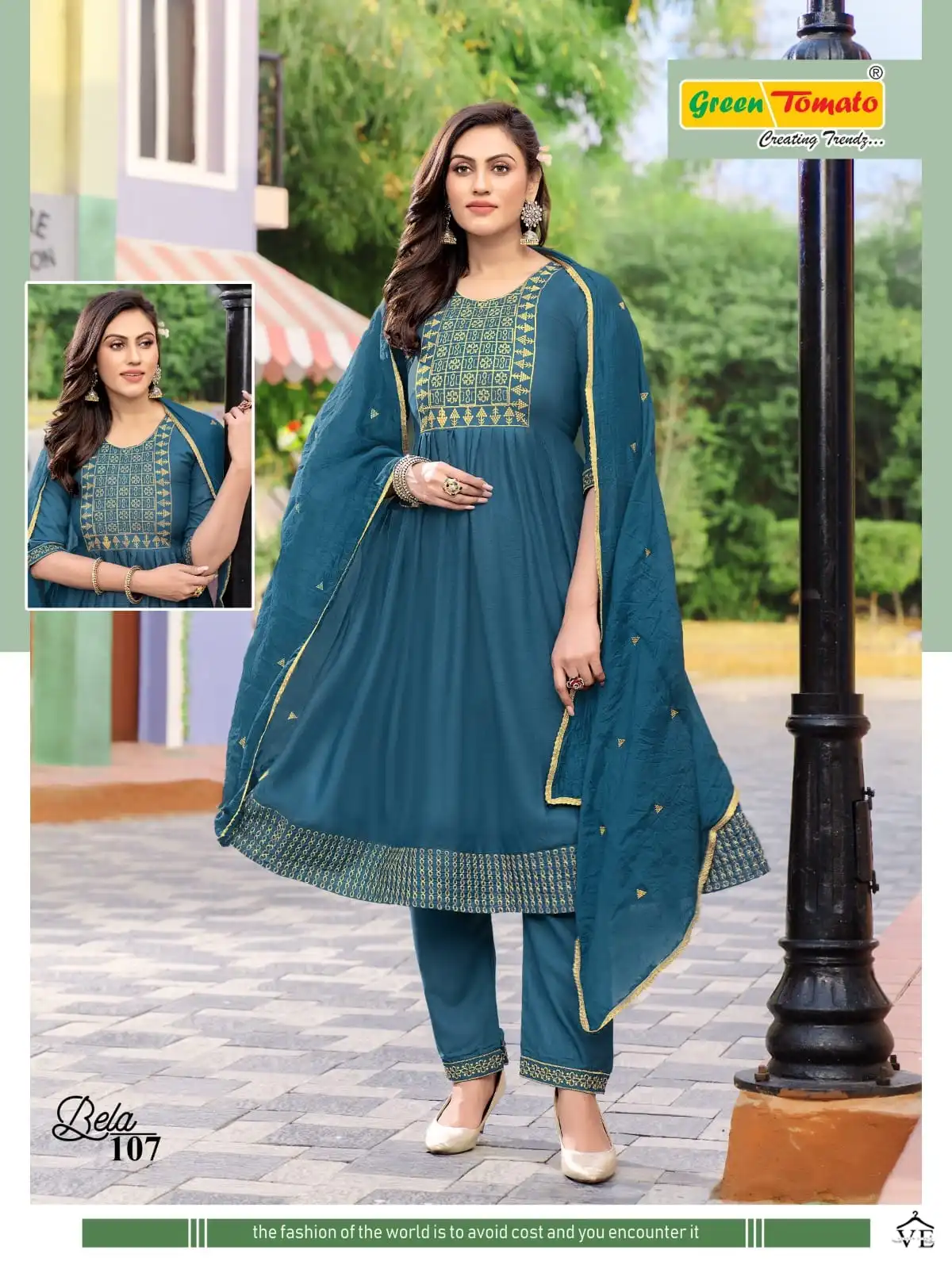 Bela Green Tomato Rayon Wholesale Readymade Salwar Suit Catalog - Image 4