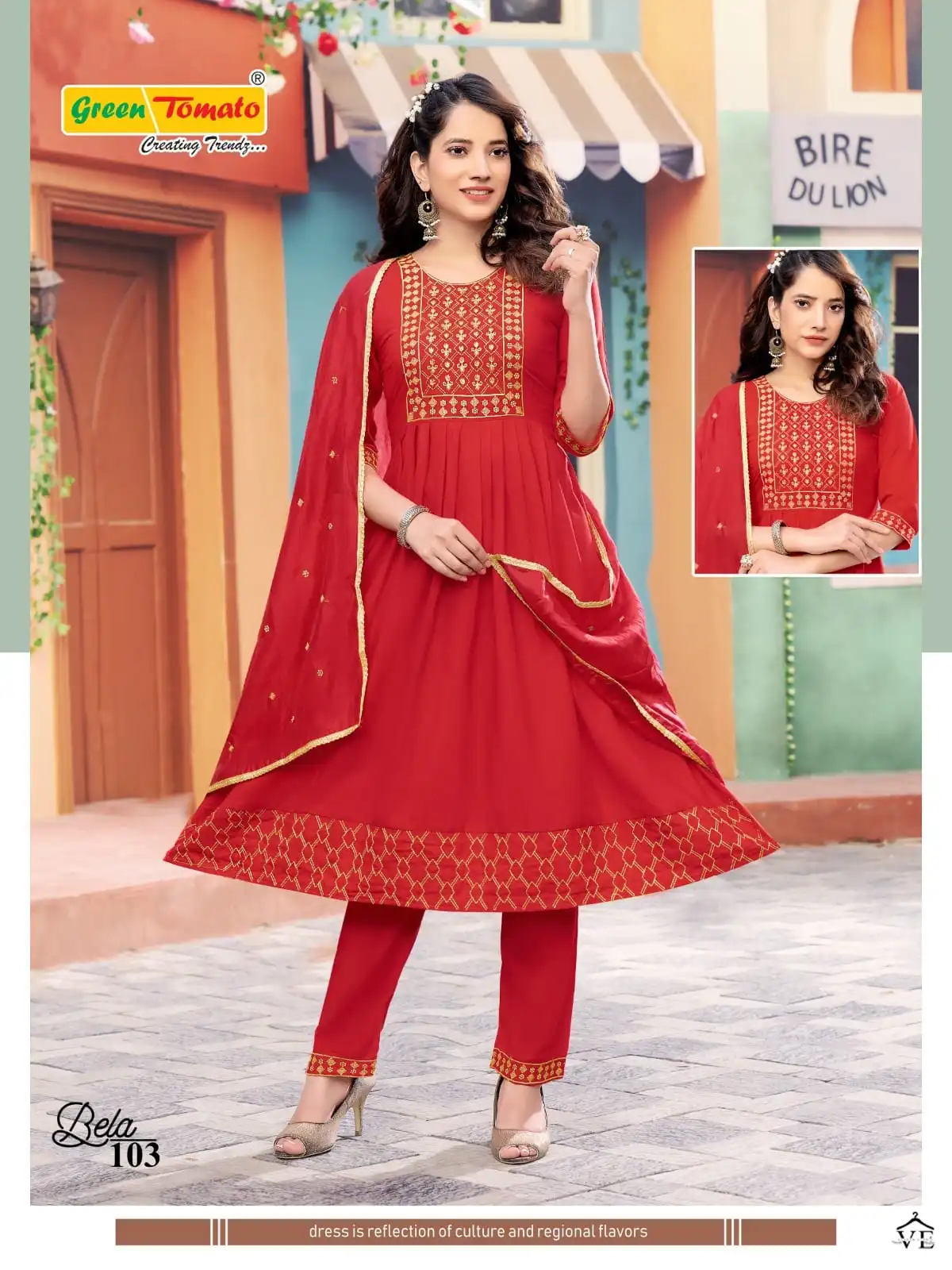 Bela Green Tomato Rayon Wholesale Readymade Salwar Suit Catalog - Image 6