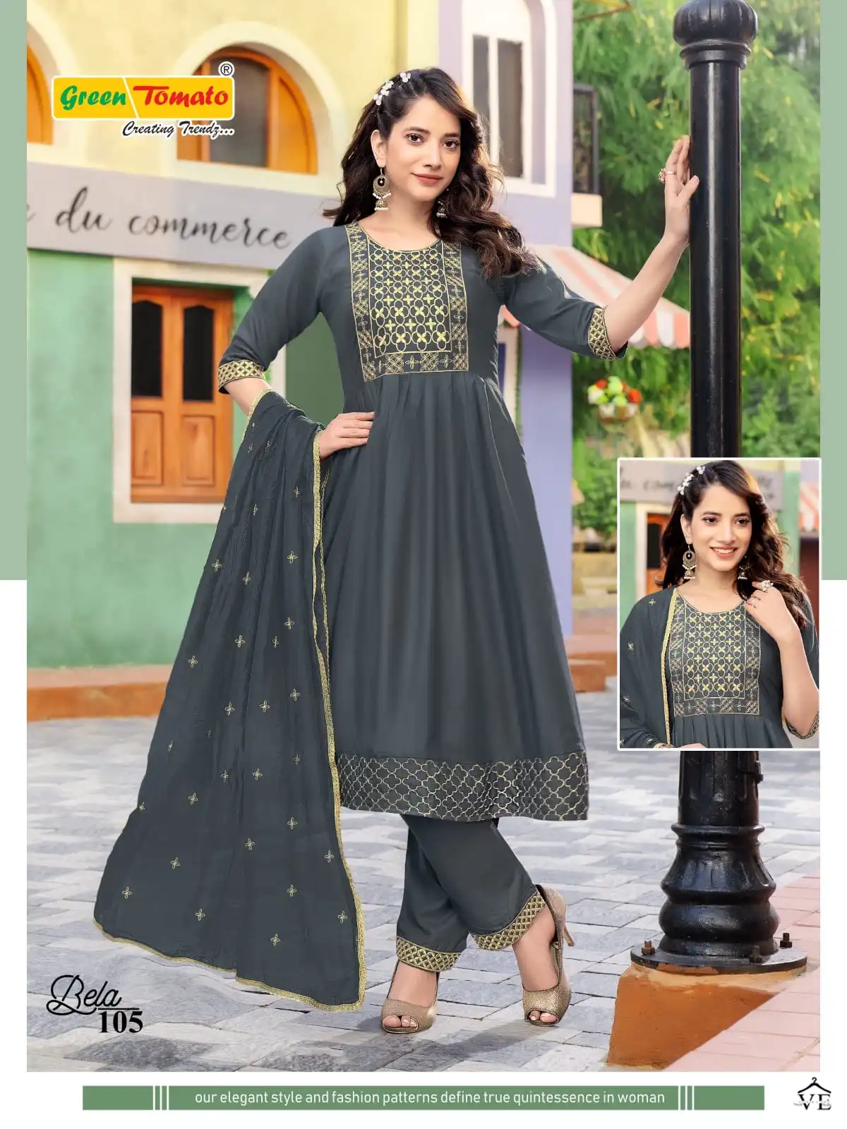 Bela Green Tomato Rayon Wholesale Readymade Salwar Suit Catalog - Image 7