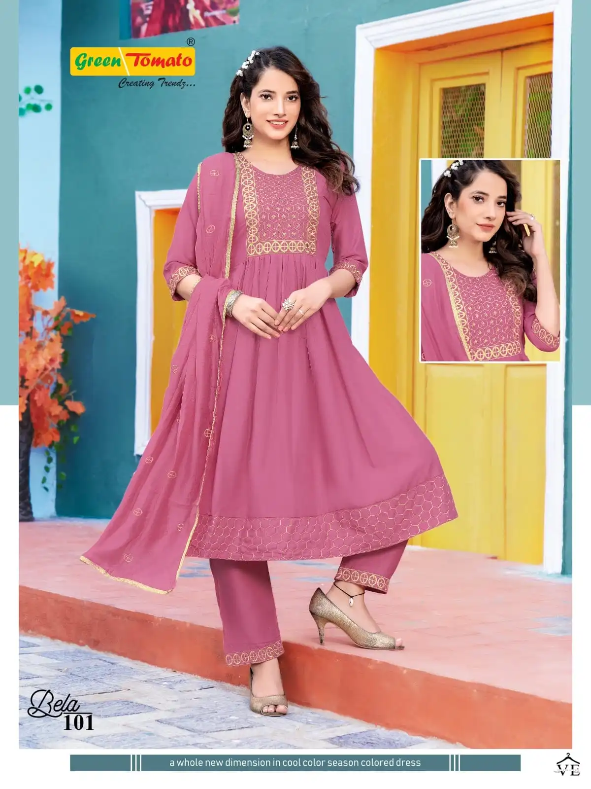 Bela Green Tomato Rayon Wholesale Readymade Salwar Suit Catalog - Image 8