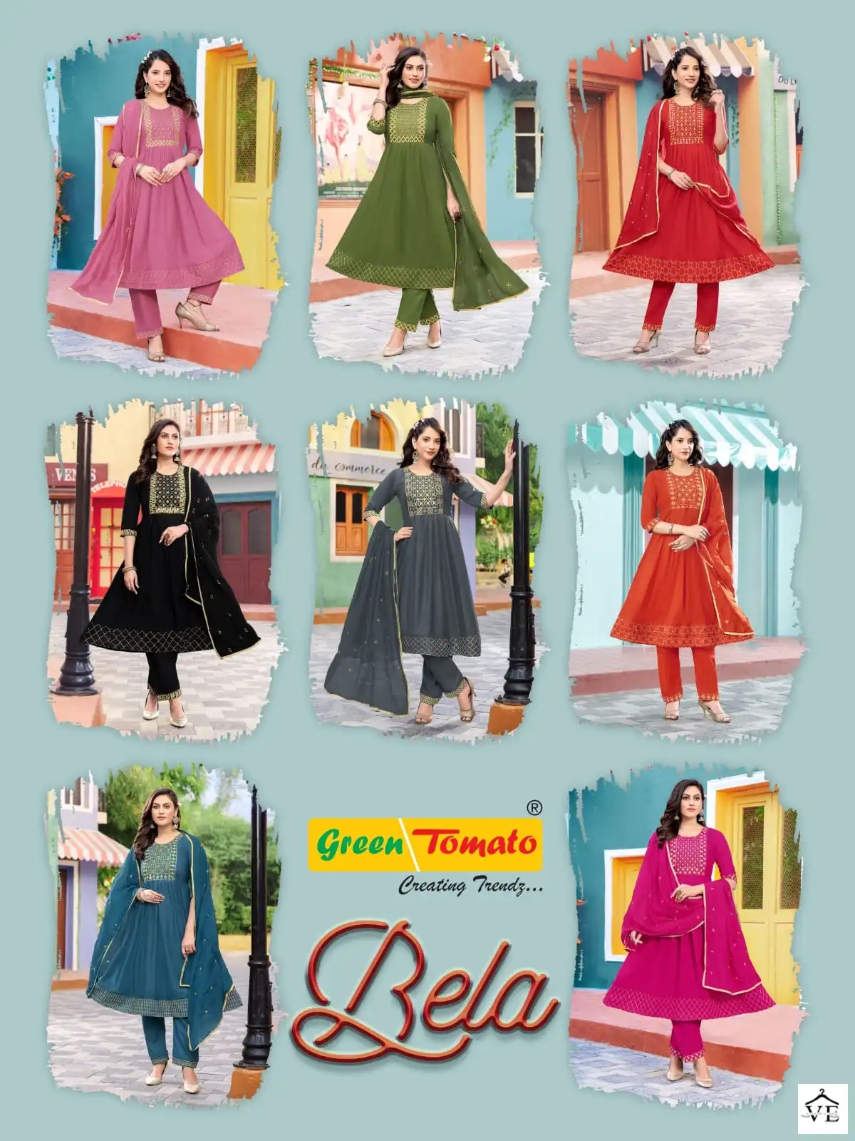 Bela Green Tomato Rayon Wholesale Readymade Salwar Suit Catalog - Image 9