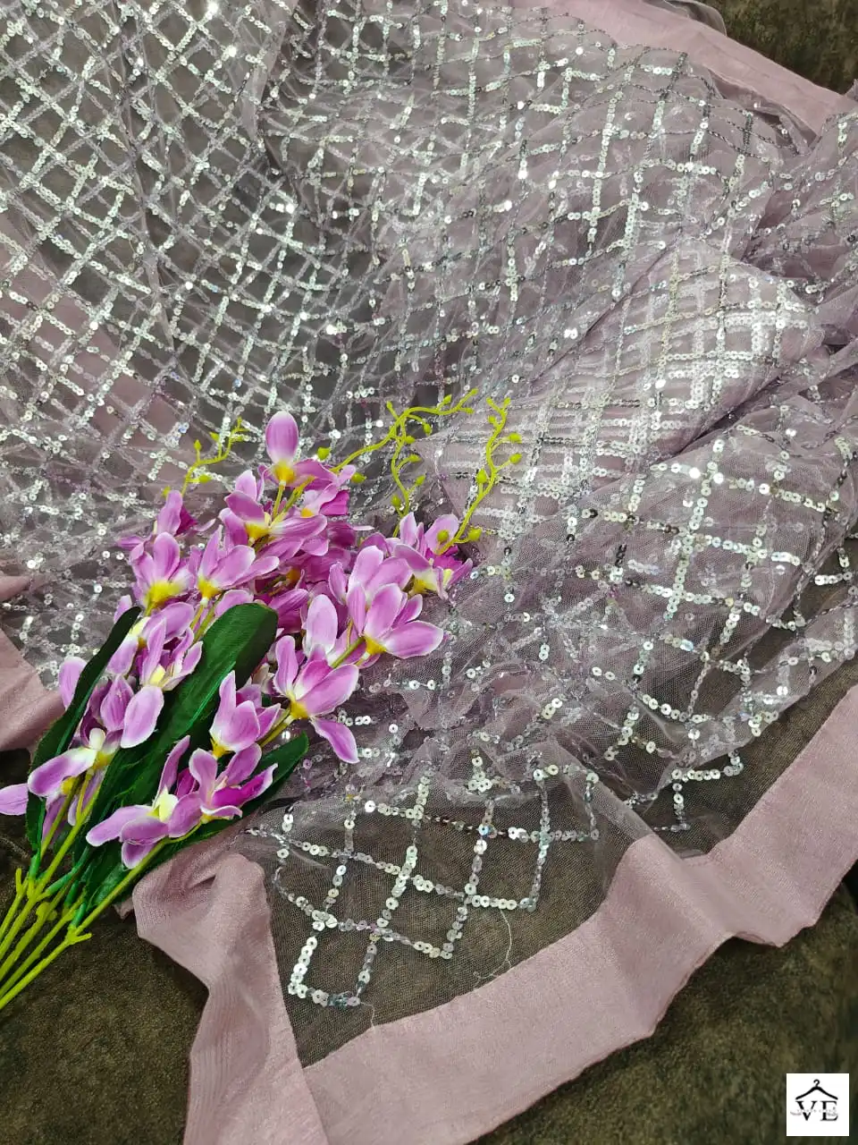 VE BT-3060 Butterfly Soft Net Wholesale Saree - Image 3