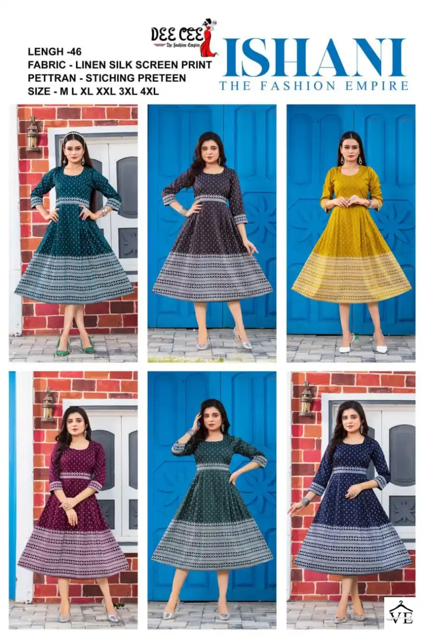 Deecee Ishani Linen Silk Wholesale Long Kurtis Catalog - Image 7